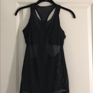 See thru lululemon black tank sports bra attached